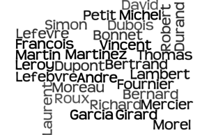 Beliebte französische Nachnamen als Bild